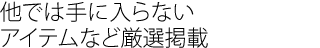 他では手に入らないアイテムなど厳選掲載